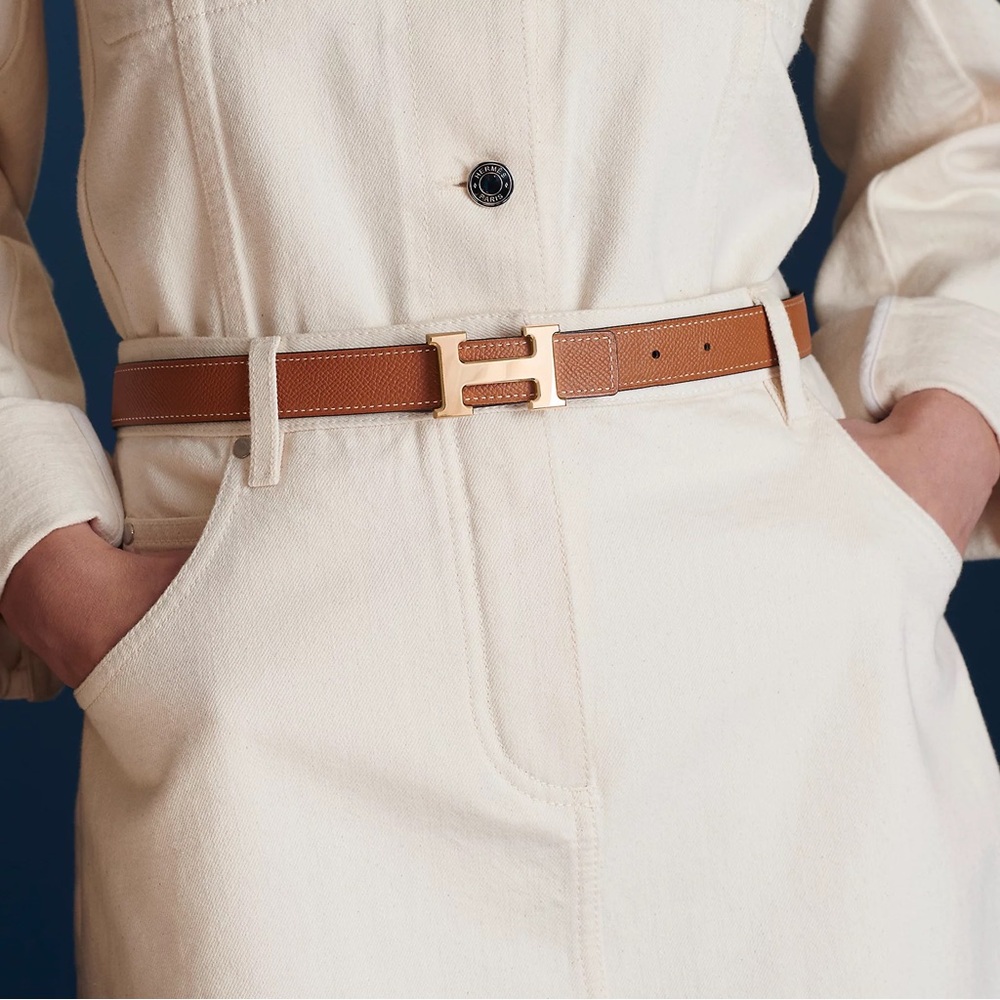 Hermes Mini H belt buckle & Reversible leather strap 24 mm